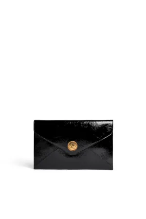 black patent leather envelope clutch