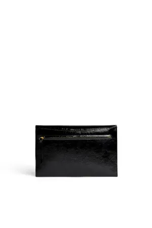 black patent leather envelope clutch