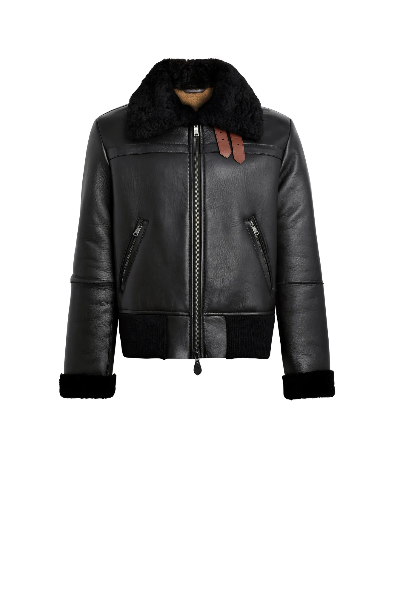 black shearling bomber