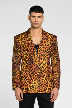 Blazer à boutonnage croisé et têtes de panthères