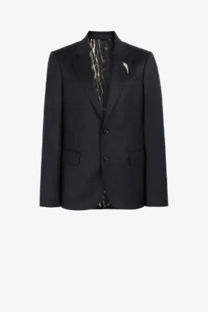 Blazer à boutonnage simple et ornement Tiger Tooth