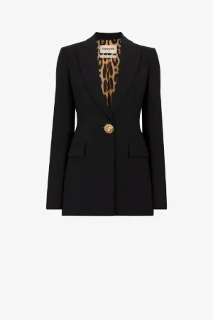 Blazer de botonadura simple con cabeza de pantera