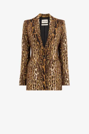 Blazer de botonadura simple con estampado Ocelot