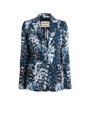 Blazer de botonadura simple con estampado Wild Indigo