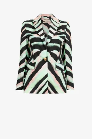 Blazer de botonadura simple con estampado Zebra
