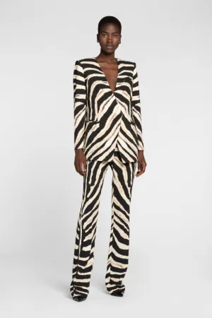 Blazer de botonadura simple con estampado Zebra