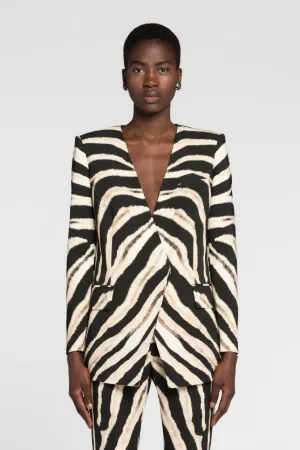 Blazer de botonadura simple con estampado Zebra
