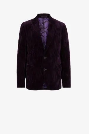 Blazer de botonadura simple de terciopelo