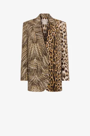 Blazer monopetto con stampe Falcon e Jaguar