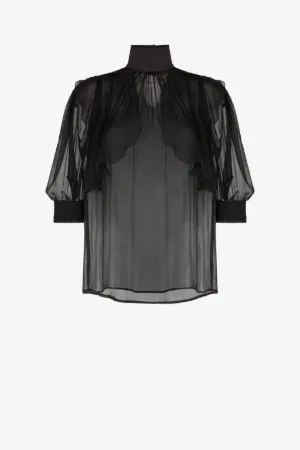 Blouse en soie froncée