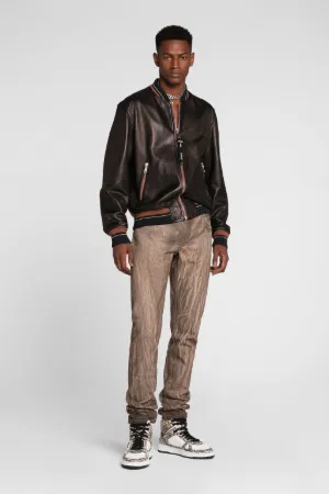 Blouson bomber en cuir
