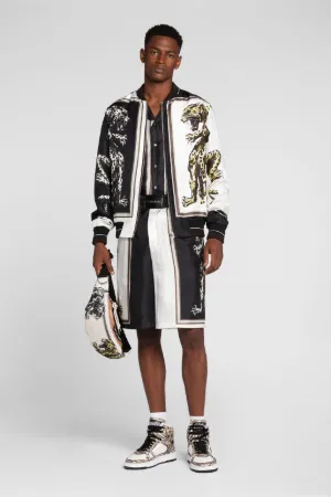 Blouson bomber en soie à imprimé Mirror Jaguar