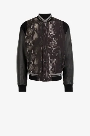 Blouson teddy à imprimés python et ocelot
