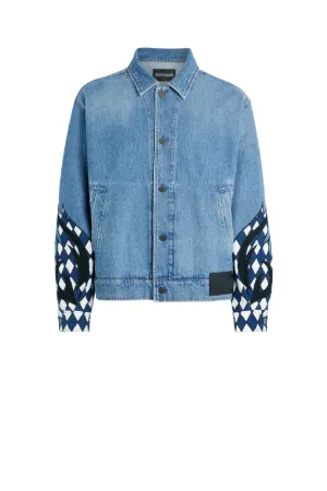 Blue embroidered denim jacket