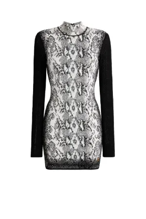 Bodycon-Minikleid mit Reptilia Jacquardmuster
