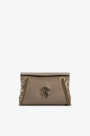 bolso de hombro con placa del logo