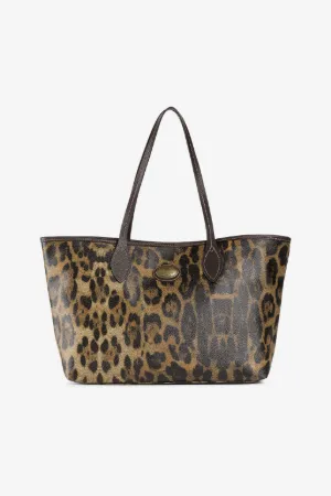 Bolso tote mediano con estampado Leopard