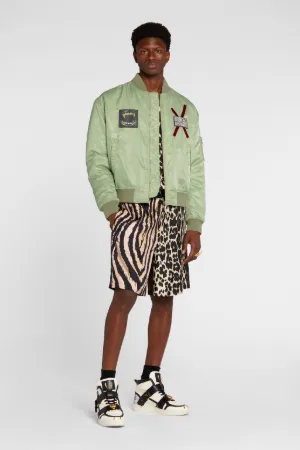Bomber de cuero con parche