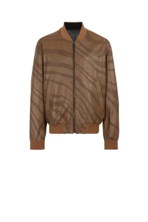 Bomber en cuir nappa Macro Zebra