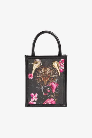 Borsa shopper piccola con stampa Flower Felix