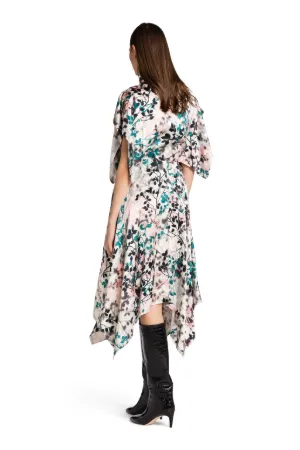 Botanical-Print Silk Dress