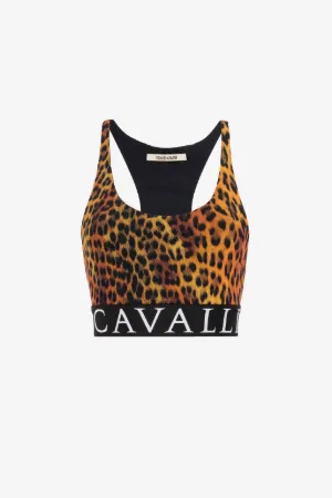 Brassière à imprimé jaguar et logo en jacquard