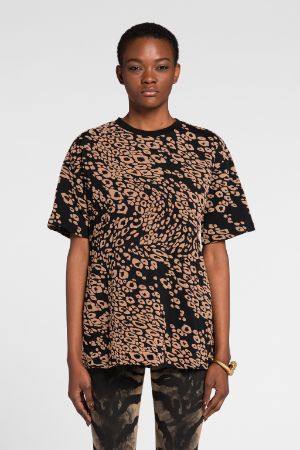 Burnout Leopard-Jacquard Baumwoll-T-Shirt
