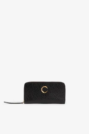 C Logo Leather Zip-Around Wallet