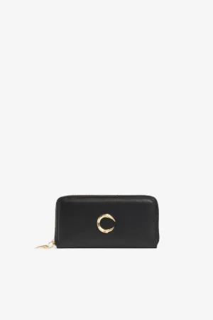 C Logo Leather Zip-Around Wallet