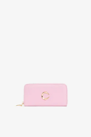 C Logo Leather Zip-Around Wallet