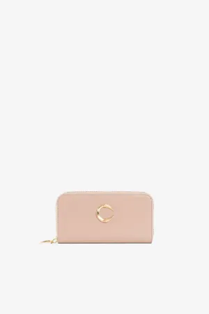 C Logo Leather Zip-Around Wallet
