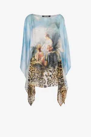Caftán de seda estampado