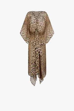 Caftan en soie à imprimé Jaguar