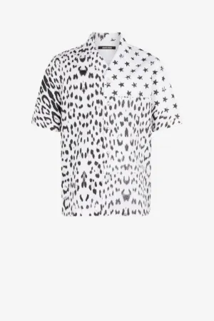 Camicia con bandiera e stampa Leopard