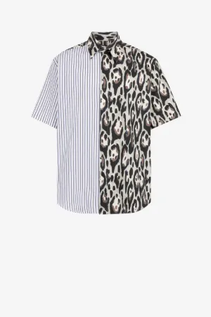 Camicia con stampa Jaguar e motivo a strisce