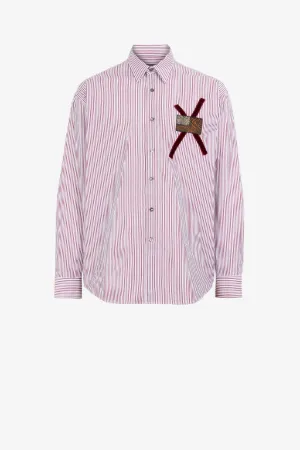 Camicia gessata con applicazione Animalier Patchwork