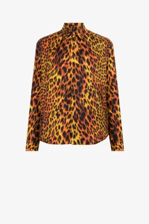 Camicia in seta con stampa Jaguar