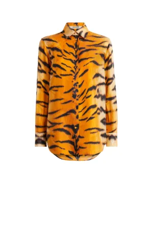Camicia in seta con stampa La Tigresse