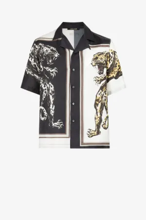 Camicia in seta con stampa Mirror Jaguar