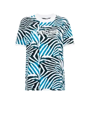 camisa con estampado de cebra y logo