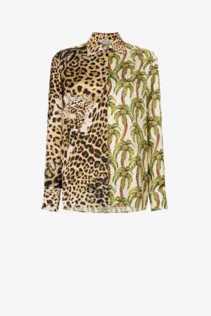 Camisa con estampados Jaguar y Palm Tree