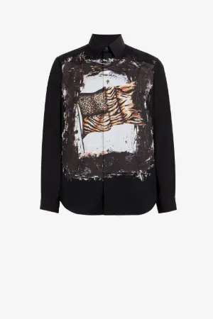 Camisa de algodón con estampado Animalier Patchwork