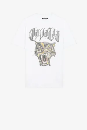 Camisa de algodón con logotipo y pantera bordados