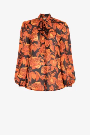 Camisa de seda con estampado Rose