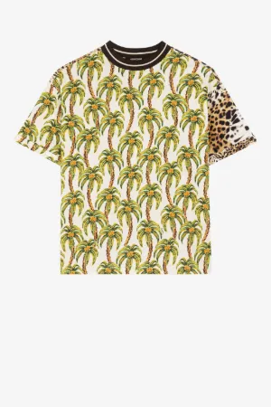 Camiseta con estampados Palm Tree y Leopard