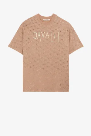 Camiseta con logo y cristales