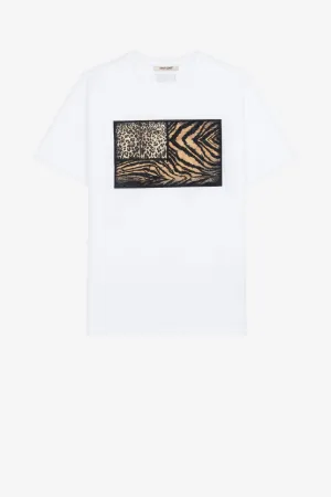Camiseta con parche Animalier Patchwork
