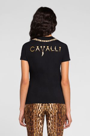 Camiseta con parches de tigre adornados con cristales
