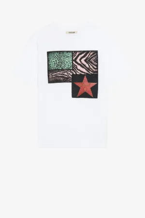 Camiseta con parches Walk of Fame y Animalier Patchwork