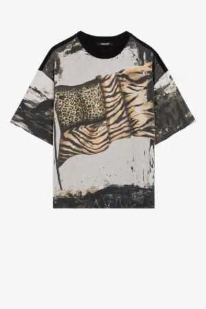 Camiseta de algodón con estampado Animalier Patchwork